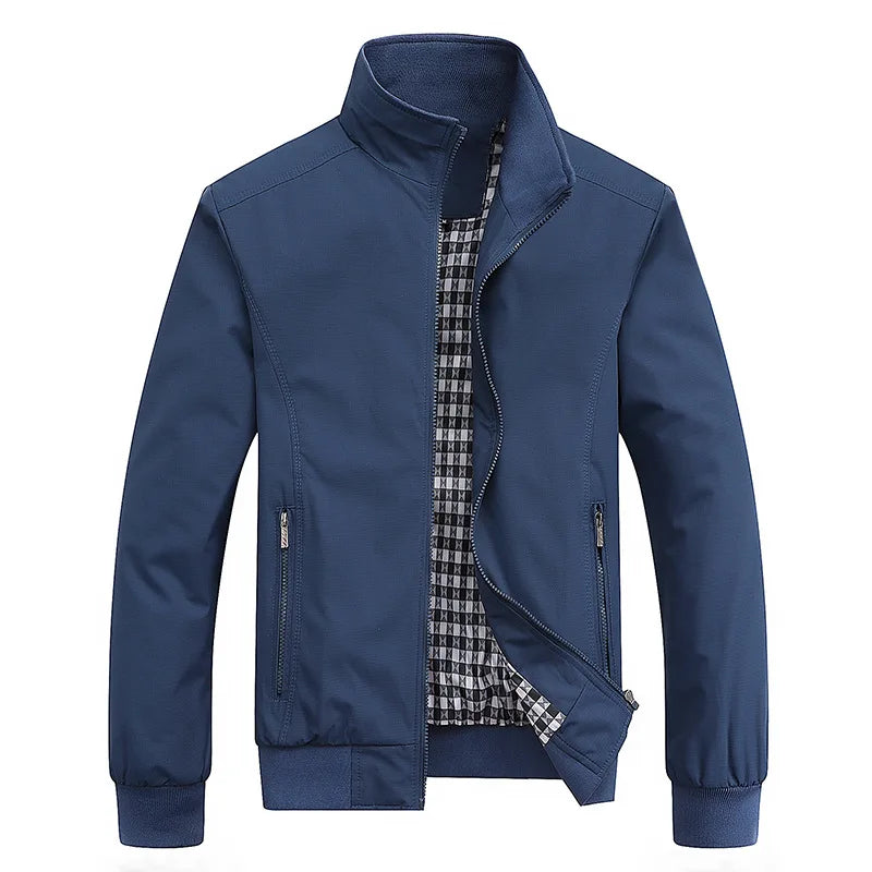2024 Men Fashion Solid Color Zipper Jackets Workwear Spring Men's Stand Collar Casual Outwear Tops Coat Tops Baseball Jacket