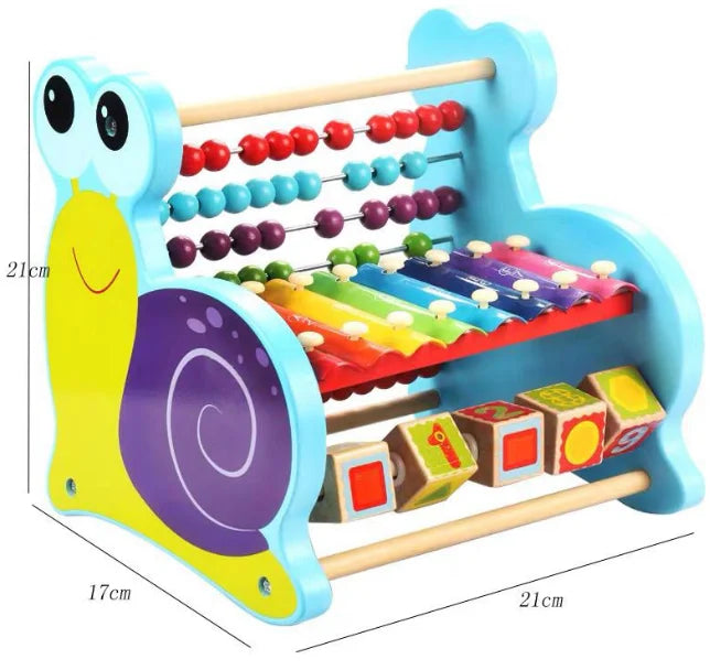 Wooden Abacus Toy Children's Early Education Snail  Knock on Piano and Bead Three in One Toy Wood Toys Montesori