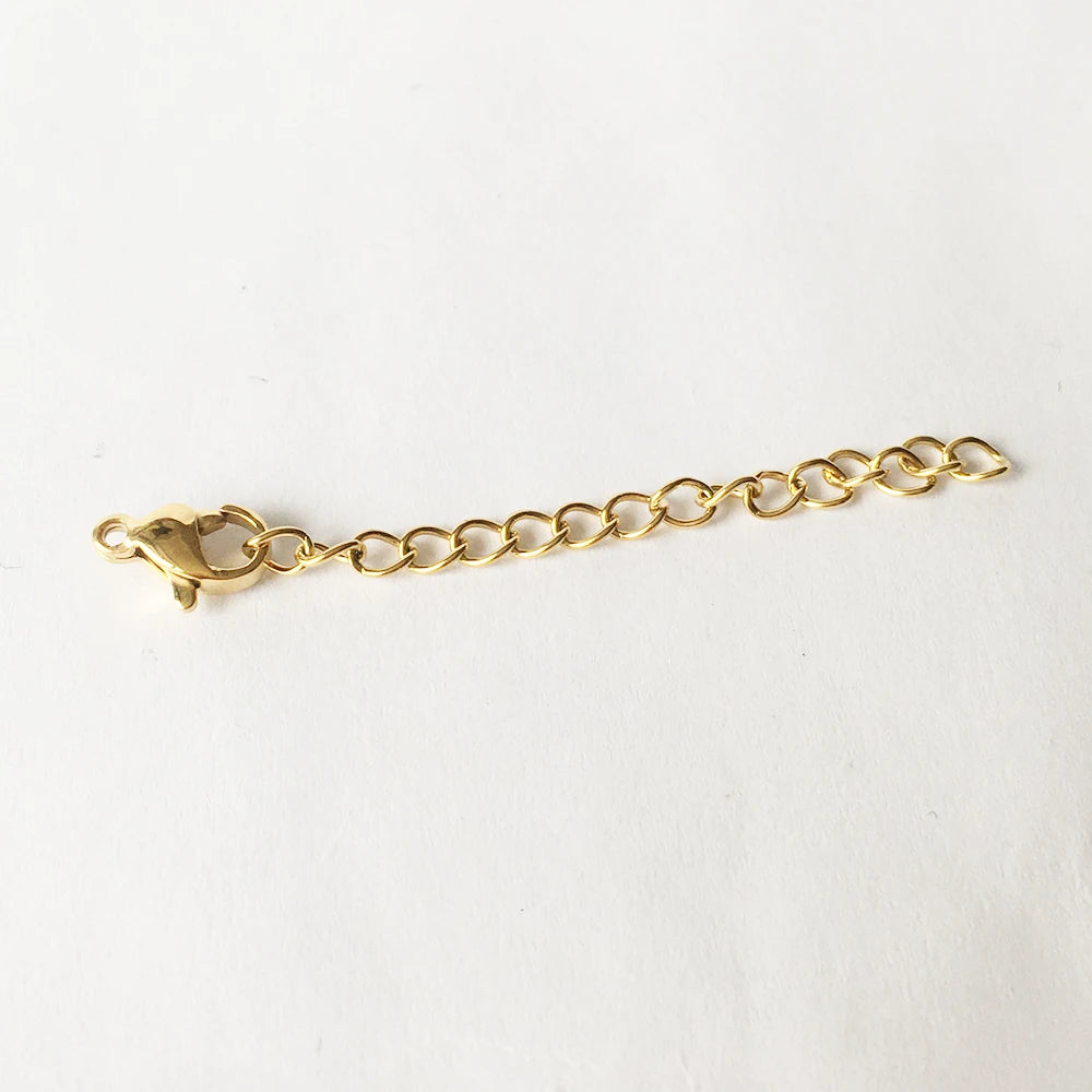 Stainless Steel PVD 18k Gold Plating Lobster Claw Clasp with 5cm Extension Chain 12x6mm Size Wholesale Jewelry Findings