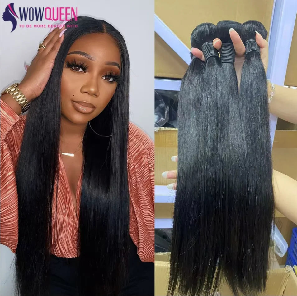 Natural Color Brazilian Human Hair Straight Bundles 10-36 Inches 1 Bundle Remy Human Hair Extensions Double Weft Braiding Hair MegaBDM