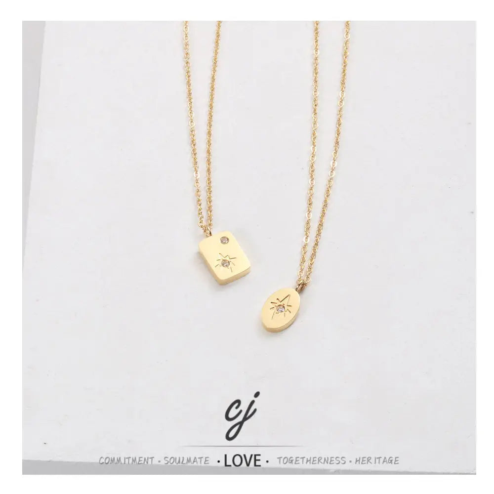 Carline Diamond Luxury Fashion Fine Jewelry Wholesale Stainless Steel Minimalist Gold Plated Pendant Necklace Design for Women