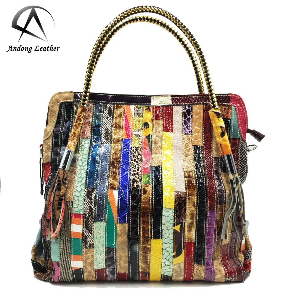 Andong Fashion Trend Retro Female Shoulder Bag Genuine Cow Leather Handbag Rub Color Women Handbag Tote Bags