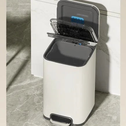 8L Pedal Trash Can Waterproof Stainless Steel Foot Waste Bin Smudge Resistant Recessed Pedal for Outdoor Kitchen Garbage Storage