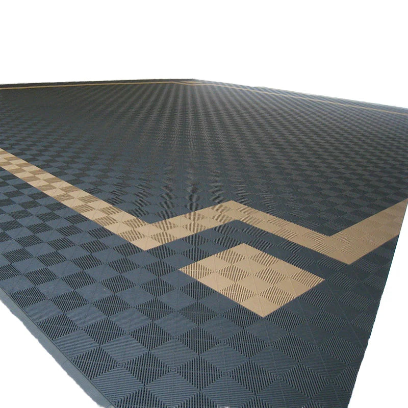Non-Slip Interlocking PP Vinyl Flooring for Car Garage Workshop Showroom-Premium Garage Tiles for Villa Use Graphic Design