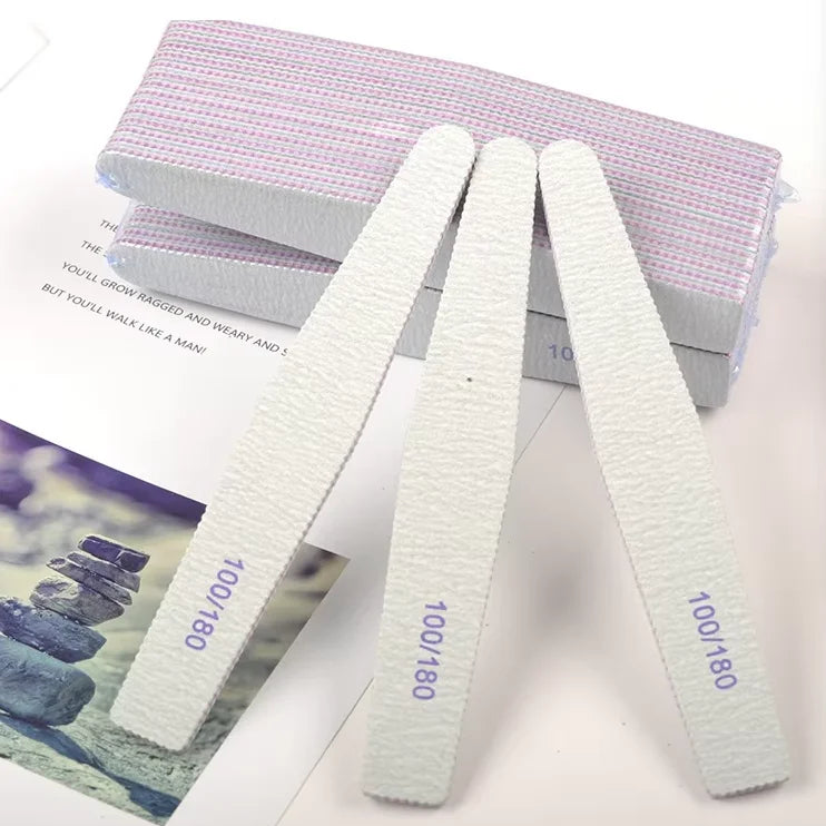 100/180 Grit Wholesale Custom Logo Nail Files Double Sided Washable Emery Boards Reusable Nail Buffers