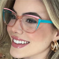 2023 Trendy Splicing Double Color Frame Anti-Blue Light Glasses TR90 Personalized Oversize Optical Glasses