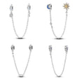 925 Sterling Silver Sun Star Moon Charms Security Chain Pendants Zircon Stone Jewelry for Women's Party Gift or Wedding