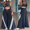 Summer Ladies Casual Sweatpants Women Splicing Loose Straight Wide Leg Pants High Waisted
