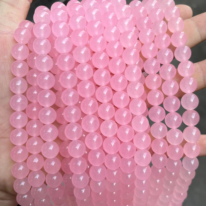 Wholesale Light Pink Chalcedony Stone Beads 4mm Round Pink Gemstone Beads Loose Rose Quartz Chalcedony Beads for Jewelry Making
