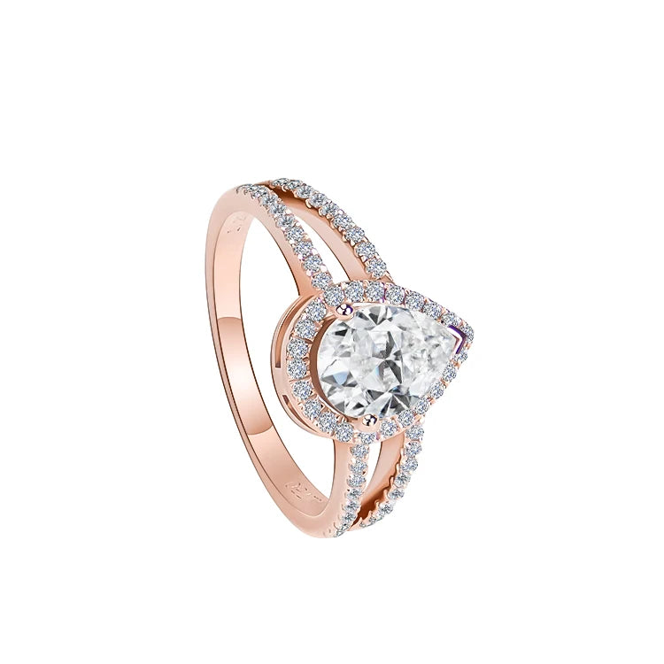 Xingyue Jewelry  Hola Pear-shaped  18K Rose Gold Ring Engagement Wedding  Moissanite Ring for Women