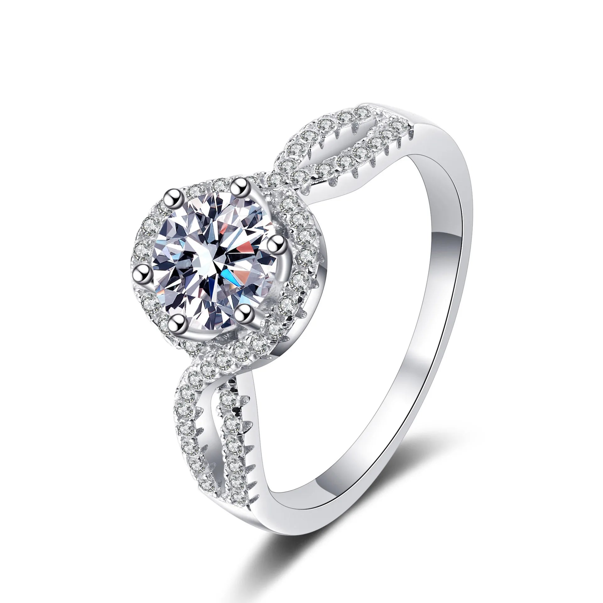 Custom for Women Diamond Engagement Ring Zircon 0.5ct 1ct Moissanite Finger Plated Ring Sterling 925 Silver Jewelry Ring