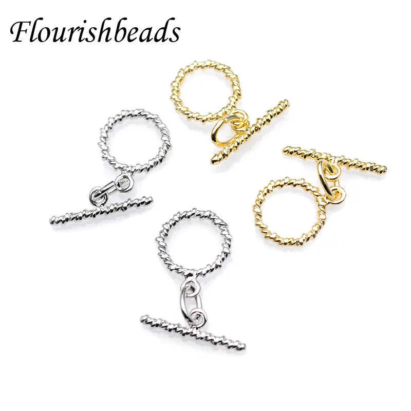 Gold Color Plating Simple Twisted Round OT Toggle Clasp for Jewelry Making Chain Connector