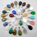 Wholesale Unisex Birthstone Rough Crystal Healing Quartz Gemstone Necklace Small Natural Raw Stone Water Drop Waterdrop Pendant