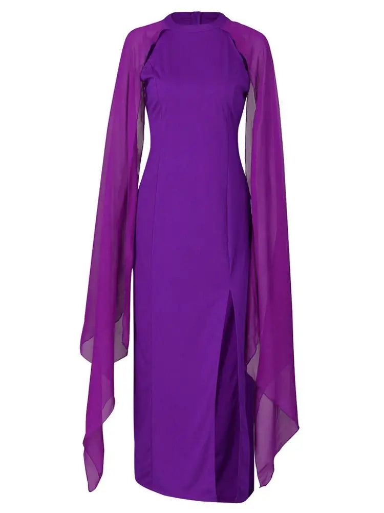 Boho Style Fashion Batwing Sleeve Chiffon Dress Women Plus Size High Split Dress E763