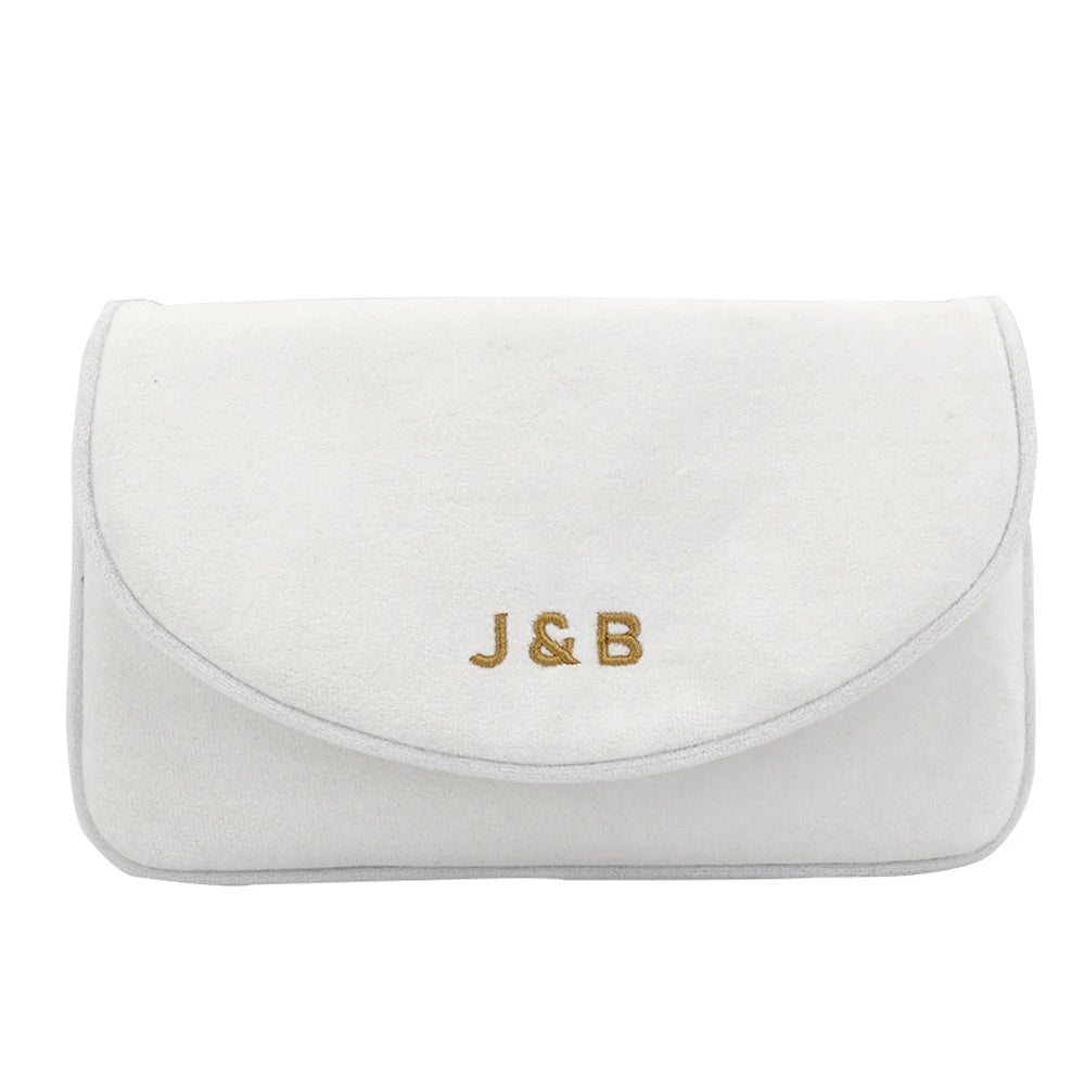 Lady Velvet Clutch Bag Custom White Cosmetic Bag Velvet Pouch with Logo Fashion Jewelry Flap Pouch Gift Bag for Promotion LOGO