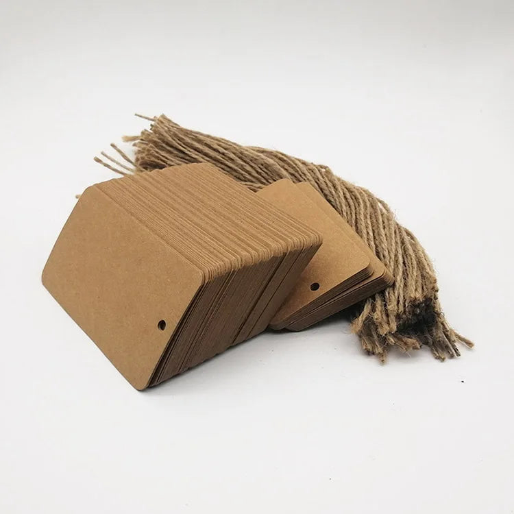 Wholesale Cheap Design Custom Shape Kraft Paper Blank Hang Tags Garment Tags Clothing Hang Tags Blank With Cotton String Printed