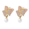 2024 Enamelled Alloy Butterfly Pearlescent Eco-Friendly Brooch Badge Pin Pearl Earrings Jewelry