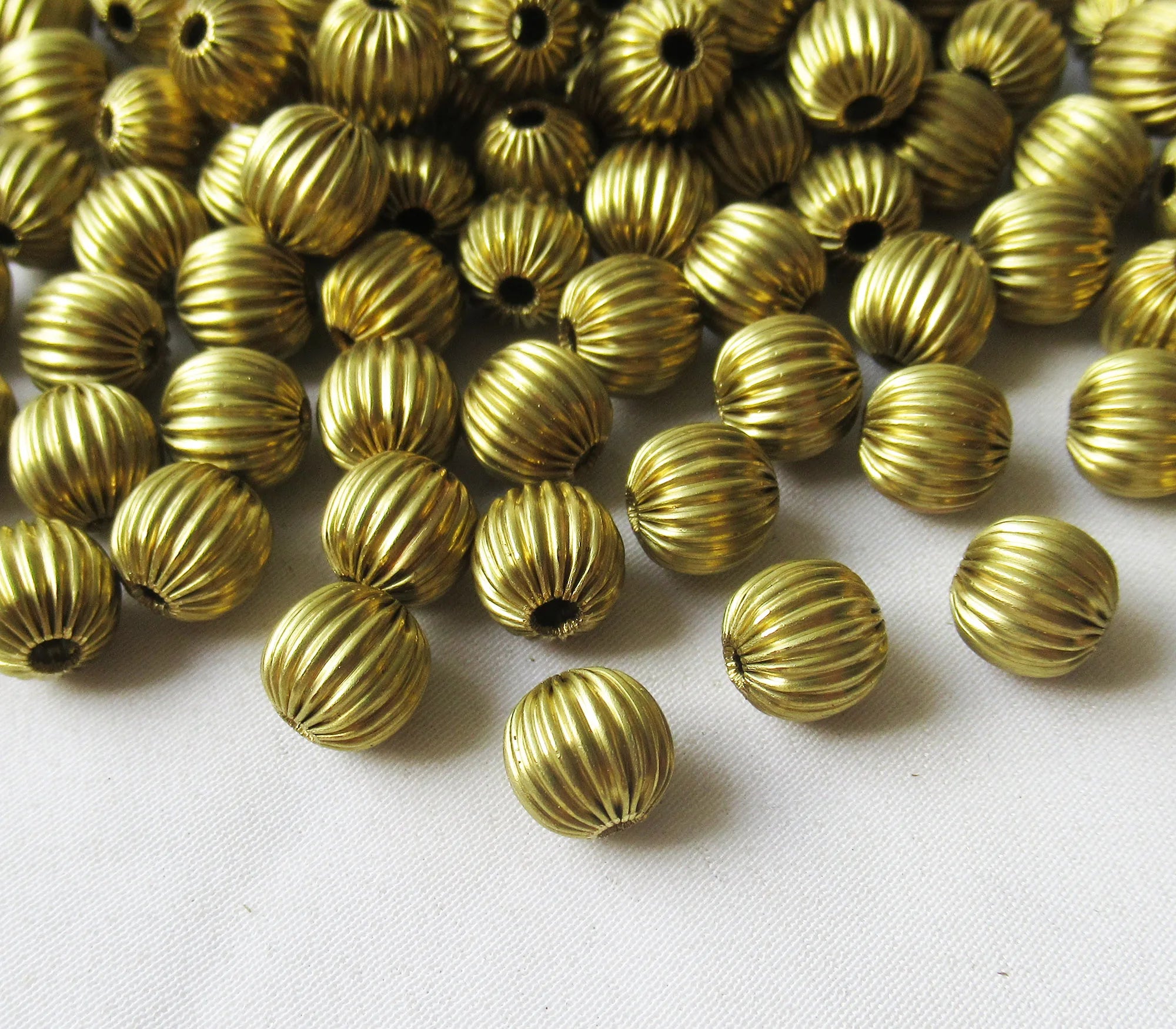 Corrugated Beads Spacer 8mm 2mm Hole Hollow Brass Bead DIY Jewelry Finding
