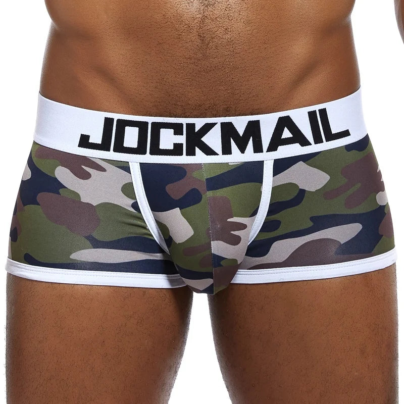 For Low-Rise Knitted Camo Print Men's Underwear Quick Drying Breathable Nylon Boxer Briefs Stylish Casual Gym Shorts