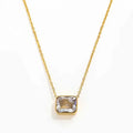 Joolim Jewelry 18K Gold Plated Rectangle Glass Pendant Necklace Stylish Link Chain Stainless Steel Perfect Trendy Style Gifts