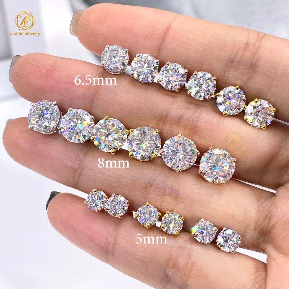 2025 Luxury 1ct 2ct VVS Moissanite Diamond Stud Earrings for Women Classic Screw Back 18k Gold Plated 925 Sterling Silver 2025