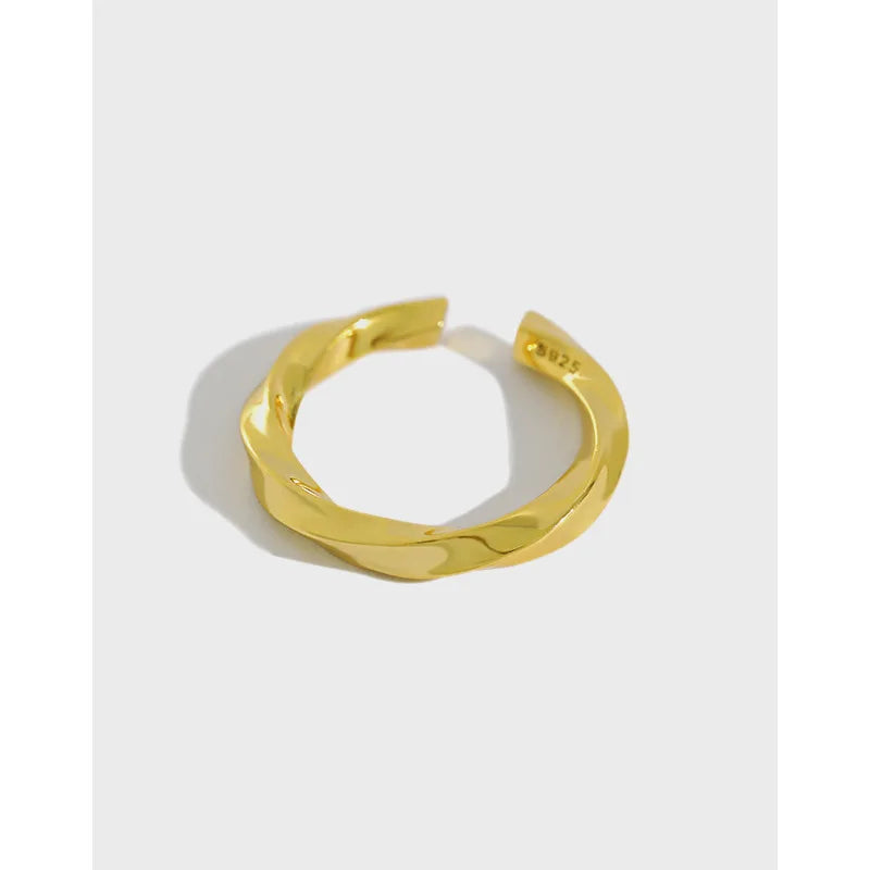 925 Sterling Silver Mobius Wire Twist Female Ring Open Korean Style Finger Ring for Women