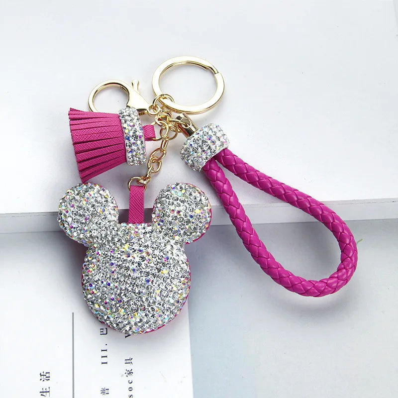 Newest Hot Mickey Key Ring Leather Keychain Pendant Creative Car Purse Charm Key Chain