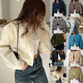 European American Women's Autumn Winter Streetwear Coat New Style Long Sleeve Multi-Color Baseball Jacket Large Pocket Casual