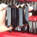 Natural Beautiful Double Points Black Obsidian Quartz Crystal Wand Point Healing Stones