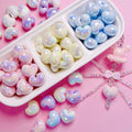 Acrylic Faceted Heart Beads UV Plating Love Heart Shaped Beads for Jewelry Making