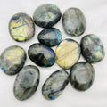 Wholesale Natural Crystal Pebble Flashy Labradorite Palm Stone