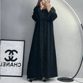 DEMU New 2024 Women's Arabic Kaftan Fashionable and Elegant Solid Color Beaded Lace-up Cardigan Robe Factory Direct Sale