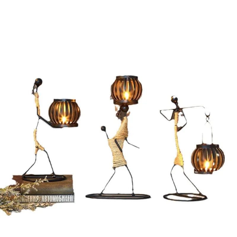 Hot Selling Retro Creative Dining Table Art Iron Candlestick Crafts Home Furnishings Hotels Bars Decorative Accessories