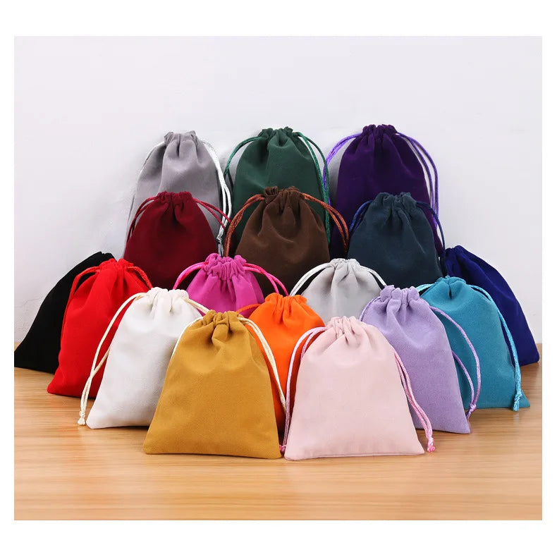 8x10cm Eco-Friendly Small Velvet Travel Jewelry Pouch Fashionable Drawstring Polyester Bag for Earrings Boxes for Storage Gift