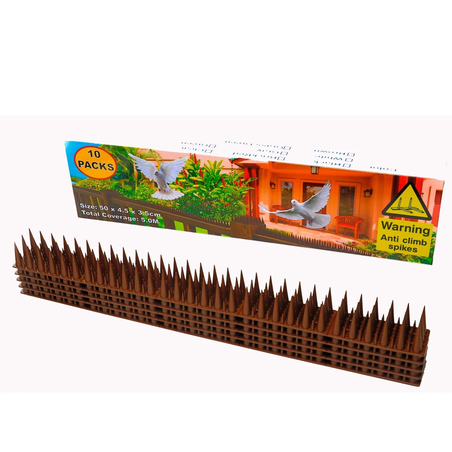10 Pack Garden PP Anti Bird Spikes with Powder State Thorn Design for Pigeon Scare Fence