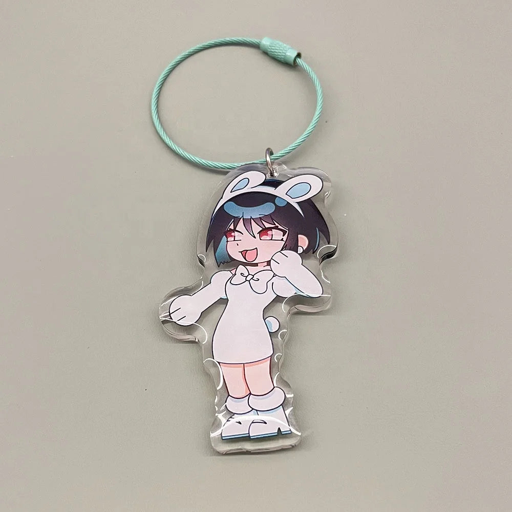 Custom Colors Background Anime Epoxy Resin Keychain Colorful Plastic Key Charm Digital Printed Keychain