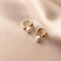 925 Sterling Silver Round White Shell Pearl Earings Rose Gold Plated Hoops Earrings Jewelry for Women