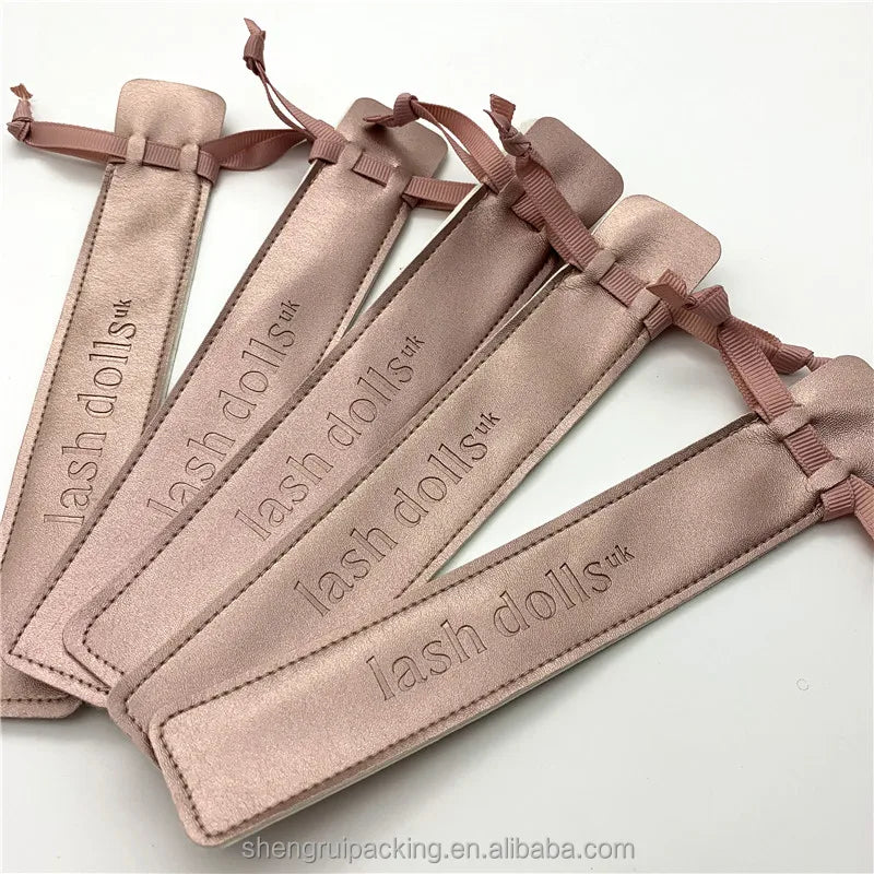 Outside Sewing Rose Gold Pu Leather Eyelash Tweezers Drawstring Pouch Bag