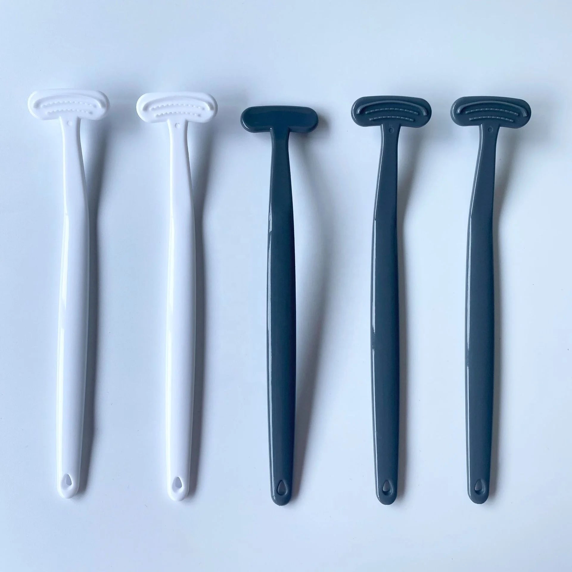 Smooth Handle Dental Tongue Cleaner with Double Oral Brush Scraper Plastic Material