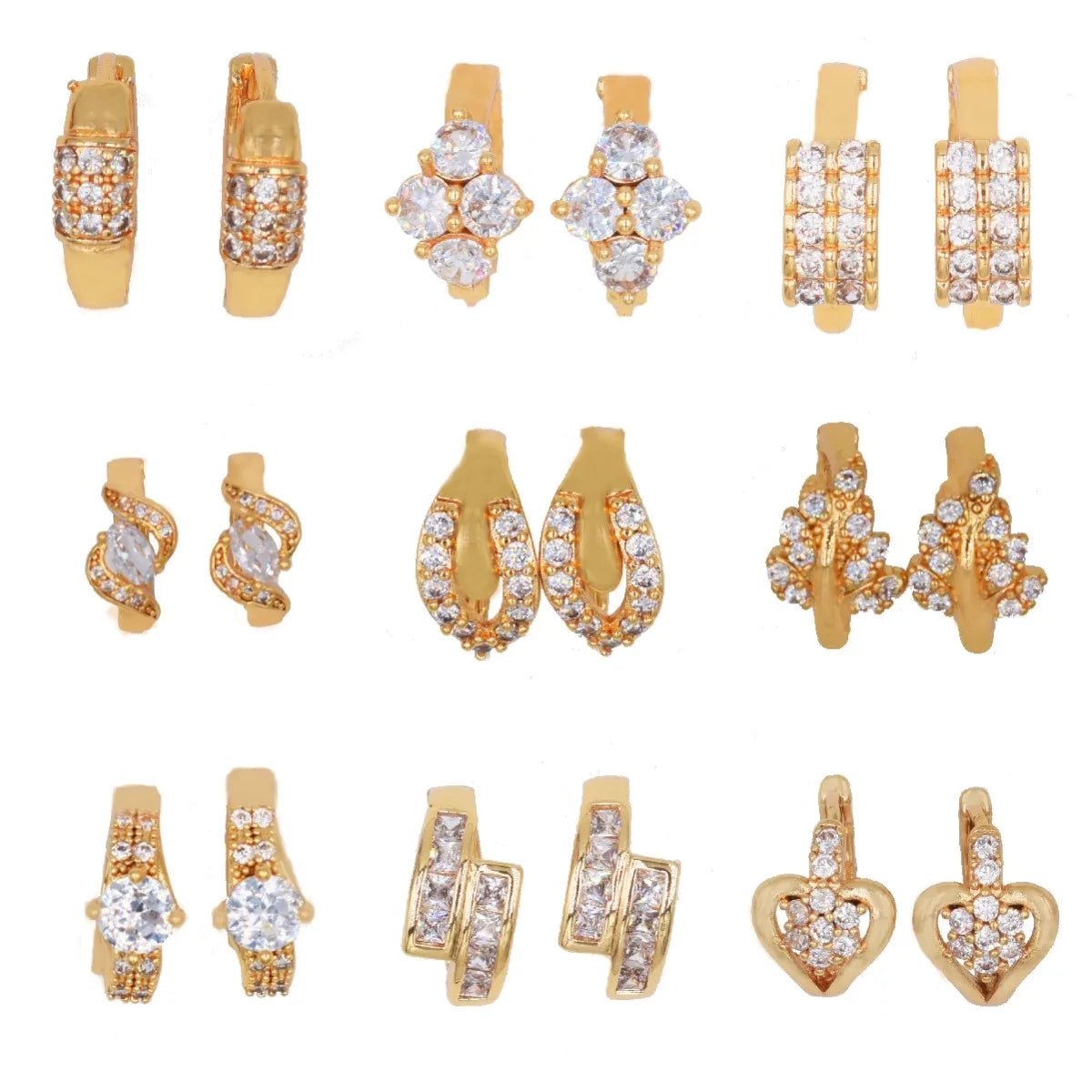 Wholesale Vintage Brass Earring Zircon 18K Gold Plated Earrings Diamond Fantasy Nepal Jewelry Earring Wholesale