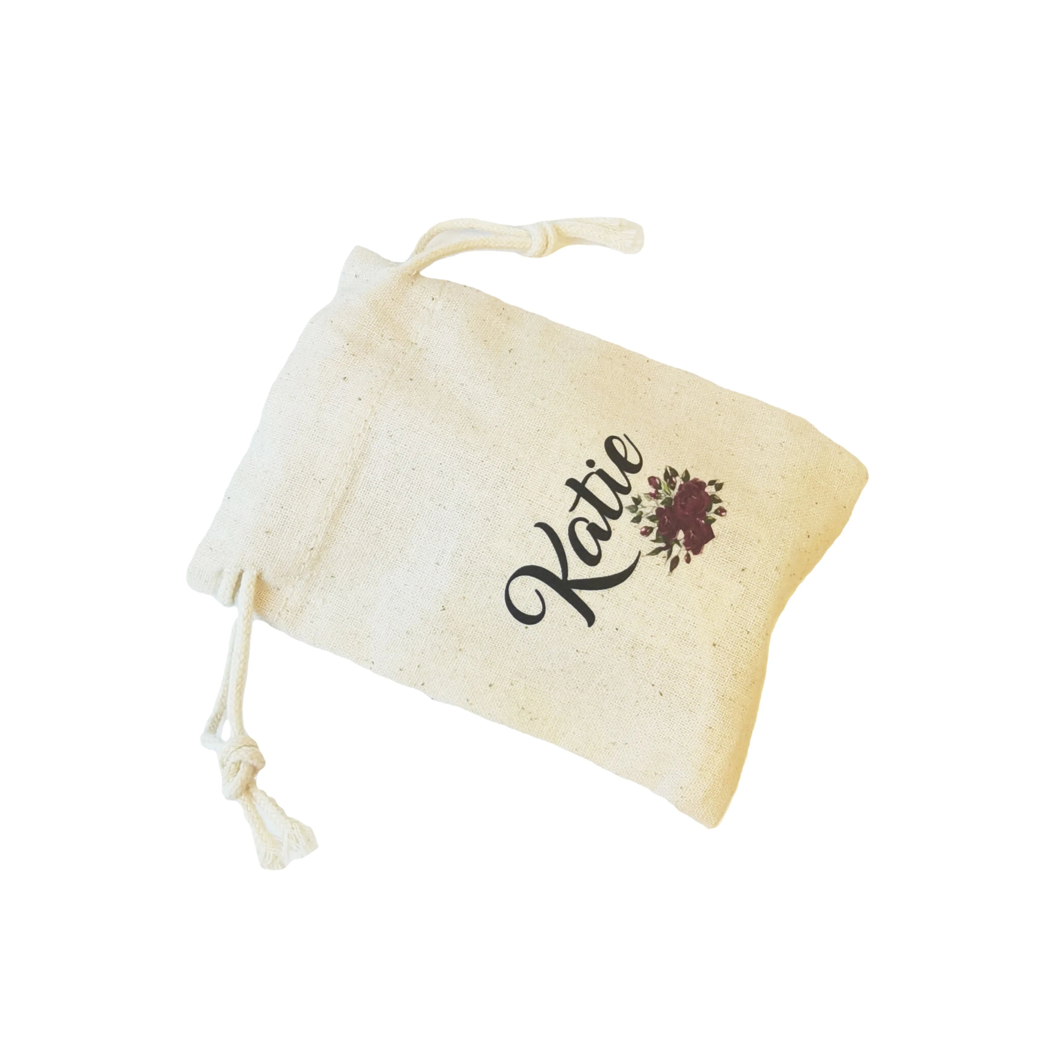 Personalized Name Jewelry Package Bag Custom Cotton Drawstring Bags Sachet Cosmetic Gift Packaging Candle Pouch