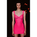 C3090 Summer Styles Spaghetti Strap Fuchsia Black Dress Bow Fitting Women Mini Party Dress