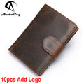 AndoBag Short Wallets for Men Crazy Horse Leather Vintage Fashion Coin Purse Genuine Cowhide Trifold Wallet 8301