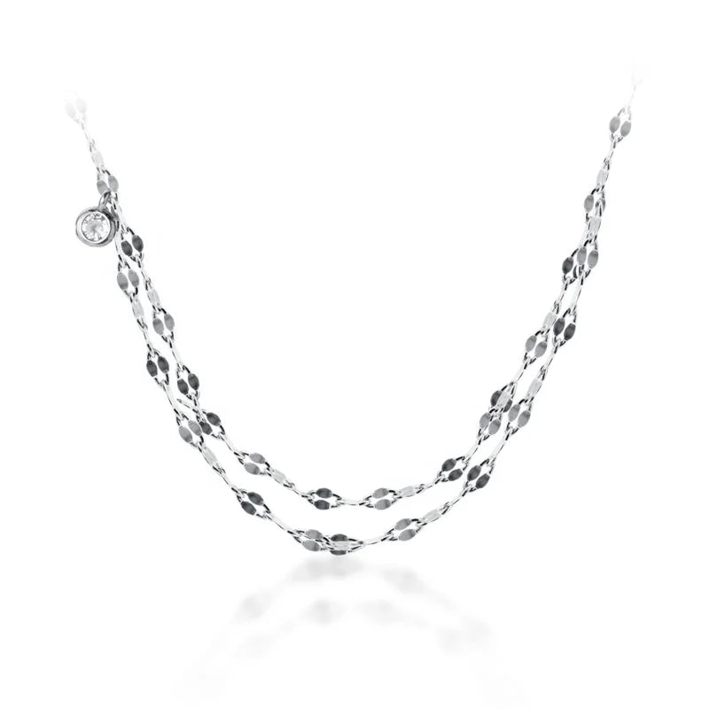 S925 Sterling Silver Female Trend Double Layered Necklace Diamond Zircon Choker Necklace Fashion Jewelry Necklaces for Women