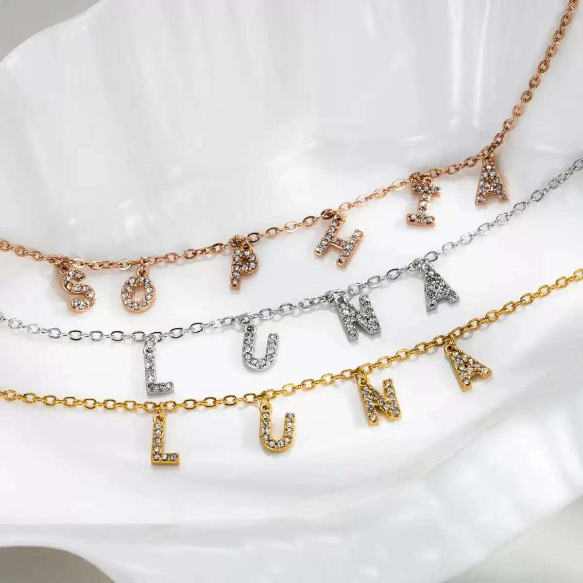 SSeeSY Joyas Fashion Stainless Steel Jewelry Set Custom Design Name Bracelets Anklets Initial Letter Necklace Personalized Gift