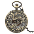 Vintage Phoenix & Flowers Skeleton Steampunk Automatic Mechanical Pocket Watch Souvenir with Chain for Men