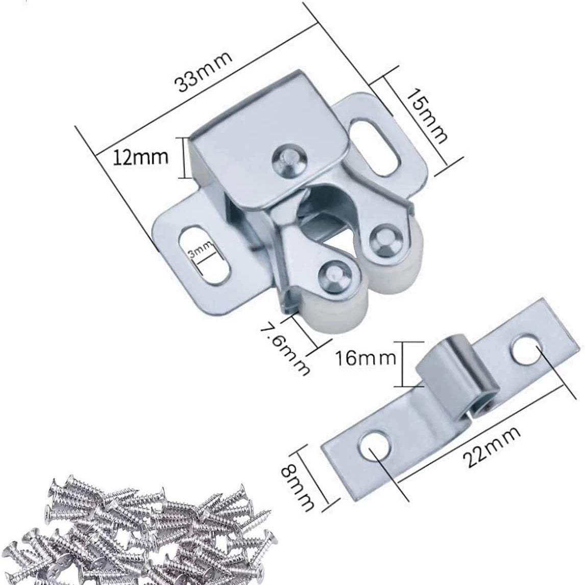 Camper caravan Cabinet and Drawer Hardware RV Cabinet Latch Iron Double Roller Door Catch for Cabinets Dressers