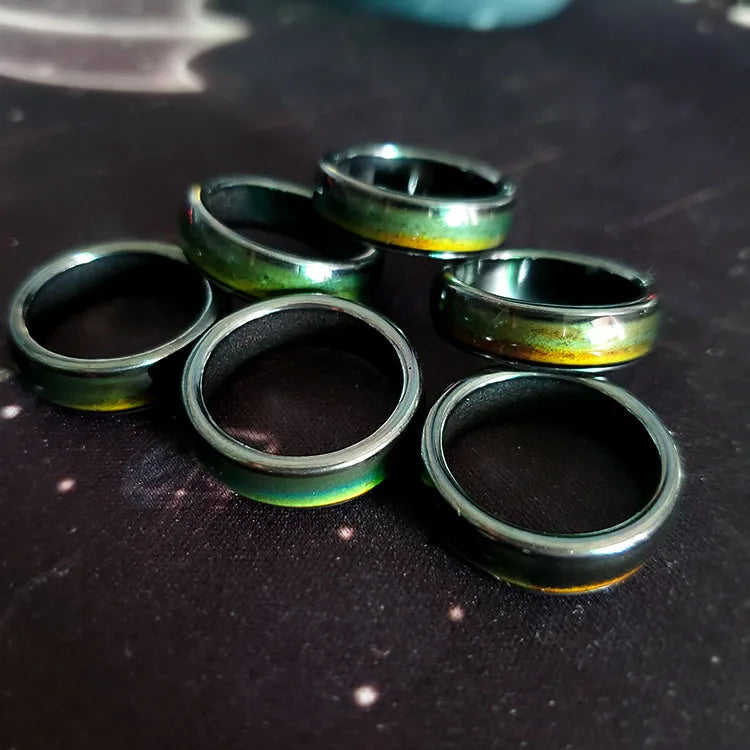 Rainbow Hematite Ring Jewelry Natural Smooth Stone Magnetic Hematite Rings