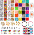 24 Grids DIY Ceramic Clay & Porcelain Bead Sets 6mm Soft Pottery Alphabet Beads for Pendant Bracelet & Glass Kits Toys Accessory