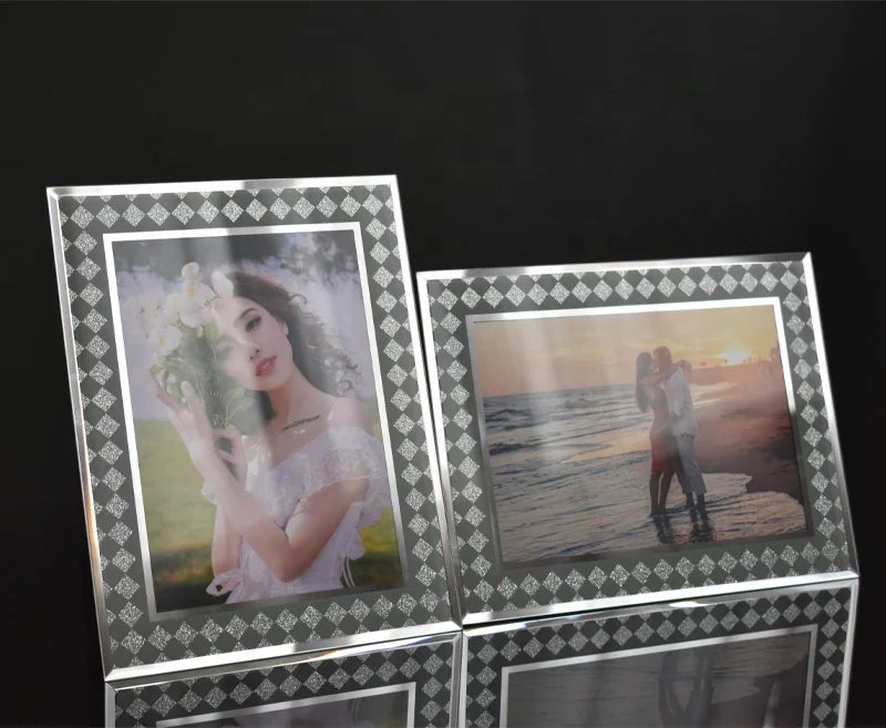 Luxury Crystal Rhombus Glass Photo Frame Diamond Photo Frame European Transparent Photo Frame